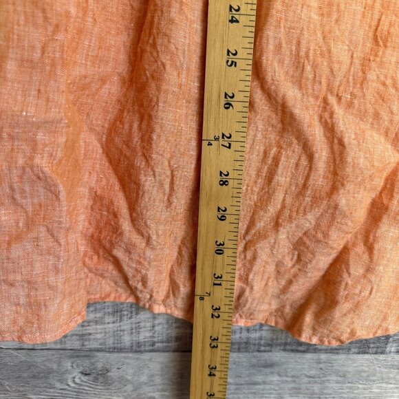 Ralph Lauren 100% Linen Shirt Mens 2XB Orange Button Up Pony Breathable Comfort - Picture 7 of 8